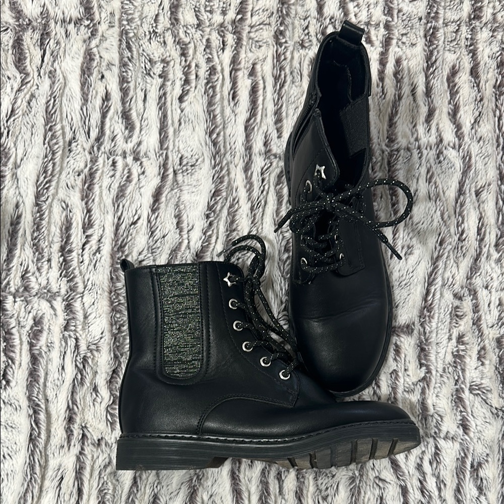 SO Black Kids Boots with Glitter Laces